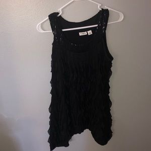 Black ruffled party shirt
